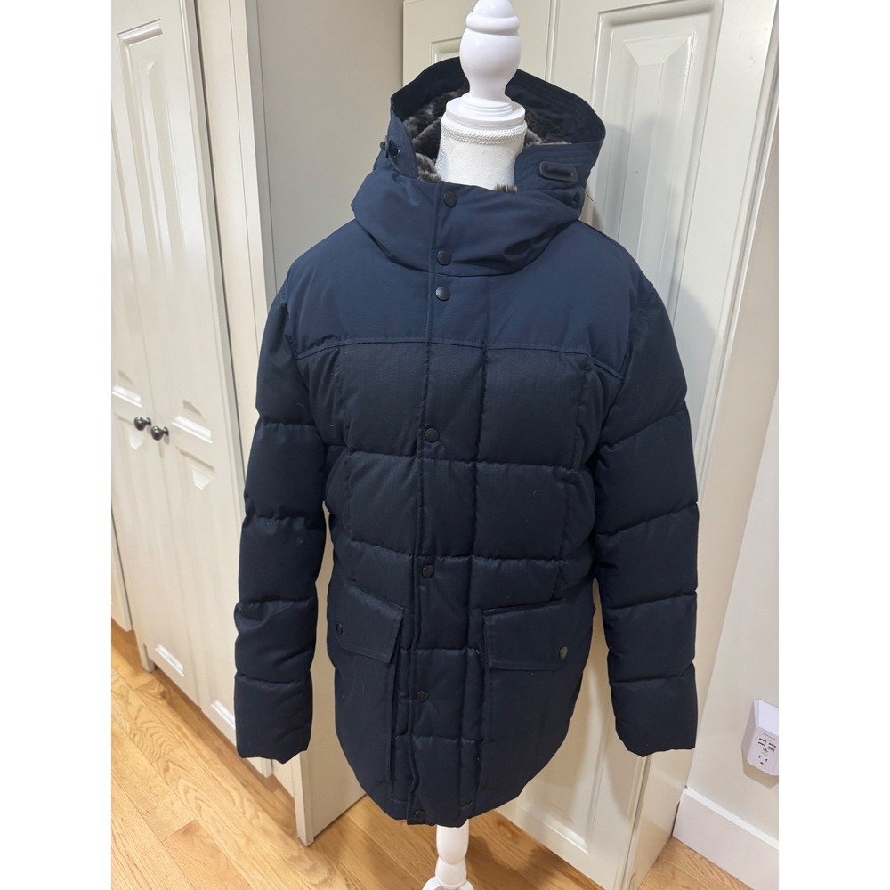 Cole Haan‎ Navy Blue Quilted Hooded Down Parka Insulated Jacket Medium New $498